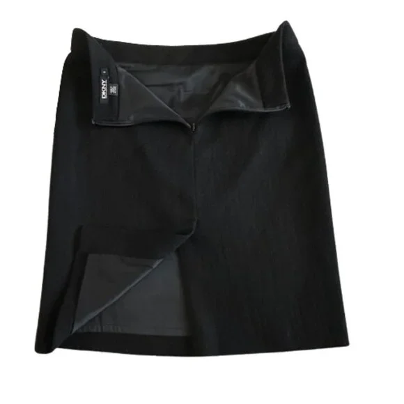 DKNY Women's Small Black Midi Straight/Pencil Wool Blend Fully Lined Skirt - Picture 5 of 16